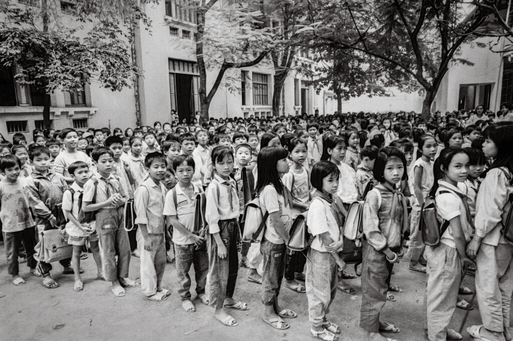 Assembly, Nguyen Du (Trung Vuong) Primary School, Hanoi. Oct 1992