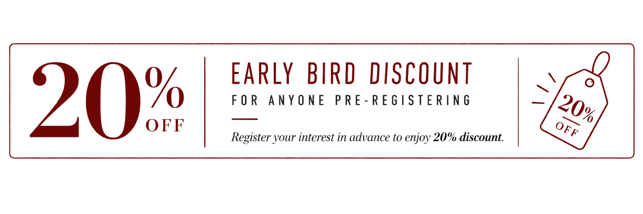 20% early bird discount available for anyone pre-registering